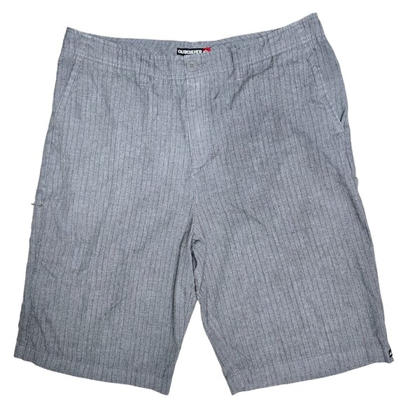 Quiksilver Men's Gray Striped Casual Shorts 36 with zipper pockets - Picture 1 of 5